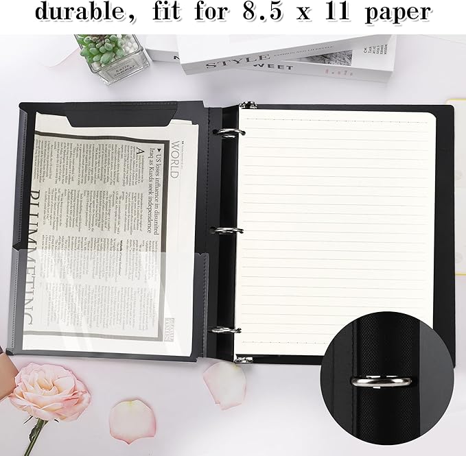 360° Pivotable 3 Ring Binder, Upgraded Foldable Binders 1 inch 6 Pack, Thin Small Three Ring Binder Fits 8.5" x 11", for Home, School and Office Binders Supplies - 6 Assorted Color
