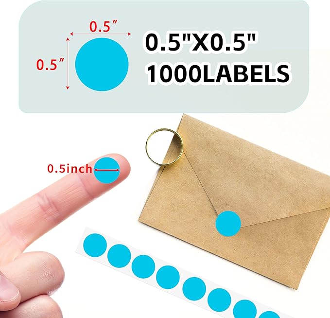 PARLAIM Round Dot Stickers 1/2 Inch Color Coding Labels on a Roll, 1000 PCS Permanent Circle Stickers in Plastic Dispenser Box for Home Office Classro