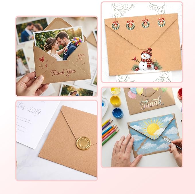 Mr. Pen- Kraft Envelopes, 39 Pack, 5 x 7 Inch, A7 Envelopes, Brown Envelopes, Card Envelopes, Kraft Paper Envelopes, Invitation Envelopes, Postcard Envelopes