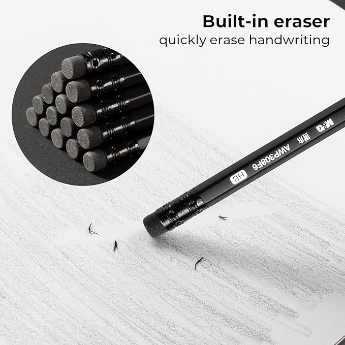 M&G Wood-Cased HB Pencils, 24 Pack Pre-Sharpened Pencils with Top Erasers, Bulk Black Pencils for School Teacher Supplies, Writing, Drawing and Sketching
