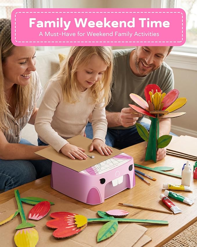 Rabbit Kids Cardboard Cutter for Ages 3+, Safe Bladeless Power Tool for Cardboard Crafts, DIY STEM & STEAM Educational Construction Kit, Creative Upcycling Gift Toy for Boys & Girls