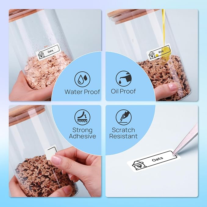 POLONO Label Maker Tape, Adapted Print Paper 15x40mm(0.59"x1.57"), 180 Labels | High Quality, No BPA or BPS, Water Proof, Oil Proof, Compatible with P31S Label Maker, Usable in School Office Home Storage