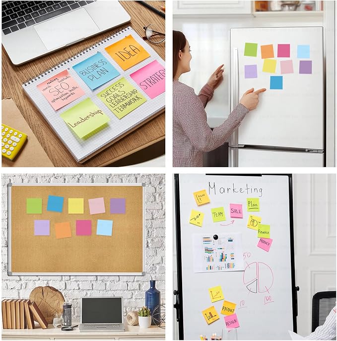 Sticky Notes 3x3 Inches, 9 Color,18 Pads/Pack,1008 Sheets, Self-Stick Note Pads, 56Sheets/pad Notebook,Use for School,Home, Office, Notebook (Bright Color)