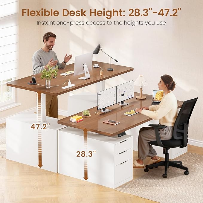 SEDETA 55" Electric Standing Desk with 6 Drawers, Adjustable Stand up Desk with Storage, Computer Desks with Power Outlets for Home Office, White