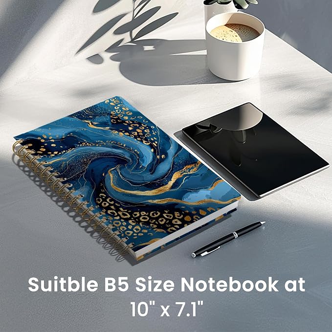 Spiral Notebook for Work Thick Hardcover Lined Journal for Note Taking | Auric Cascade 300 Pages (7.1"x10") B5 College Ruled Journal for Women & Writing, Fit for Office Home School Supplies