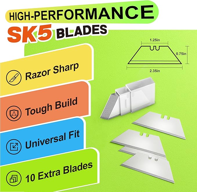 20 Pack Folding Utility Knife, Utility Knives with 20 Pcs Extra Blades, Folding Box Cutter Utility Knife Razor Blade Knife, Heavy Duty Box Cutter for Cardboard, Carpet, Warehouse & Home Use