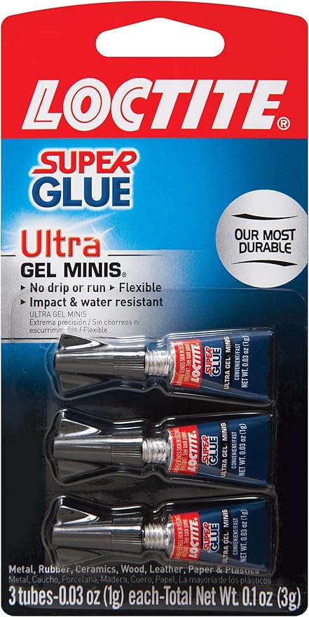 Loctite Super Glue Ultra Gel Minis, Clear, 0.03 fl oz Tubes, 6 (3 Pack) - Superglue for Plastic, Wood, Metal, Crafts & Repair, Cyanoacrylate Adhesive Instant Glue, Quick Dry