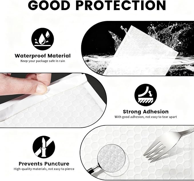 6×10" Inch Bubble Mailers 100 Pack Waterproof Padded Envelopes Self Seal Adhesive Shipping Bags for Mailing Cards Jewelry Makeup and Small Business Packaging