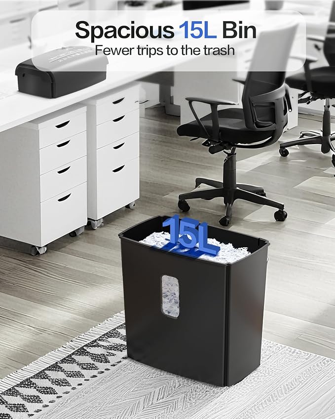 Locksworth 8-Sheet Micro Cut Shredder for Home Office, 4 Gallons Bin P-4 High Security Shredders for Papers/Credit Cards/Staples/Clips, Small Commercial Paper Shredder with Transparent Window