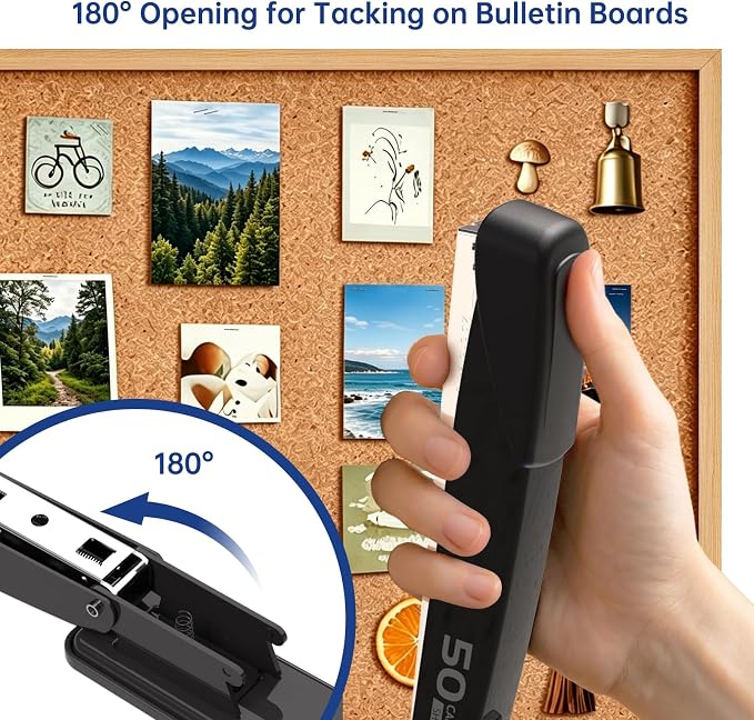 Metal Stapler Heavy Duty - 50 Sheet Capacity with 2000 Pieces 1/4", 5/16" Staples and Staple Remover, No Jam, Non-Slip, Stapler Heavy Duty for Desk, Classroom and Office, Black