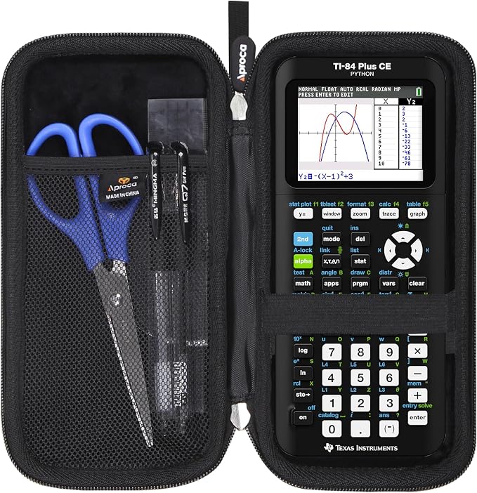Aproca Calculator Case Compatible with Texas Instruments TI-84 Plus CE / TI-84 Plus / TI-83 Plus / TI-89 Titanium / TI-85 / TI-86 Color Graphing Calculator -Black (Case Only)