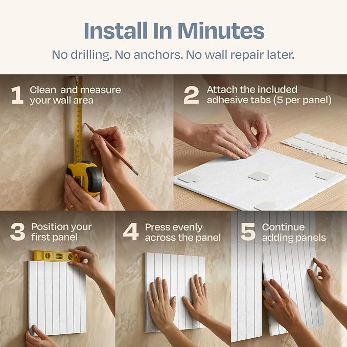 X-Large Cork Board Alternative 12-Pack Felt Bulletin Board Thick and Decorative Pin Board for Home Office Walls 47.24 x 35.43 Inches with 72 Adhesive Tabs - [White]