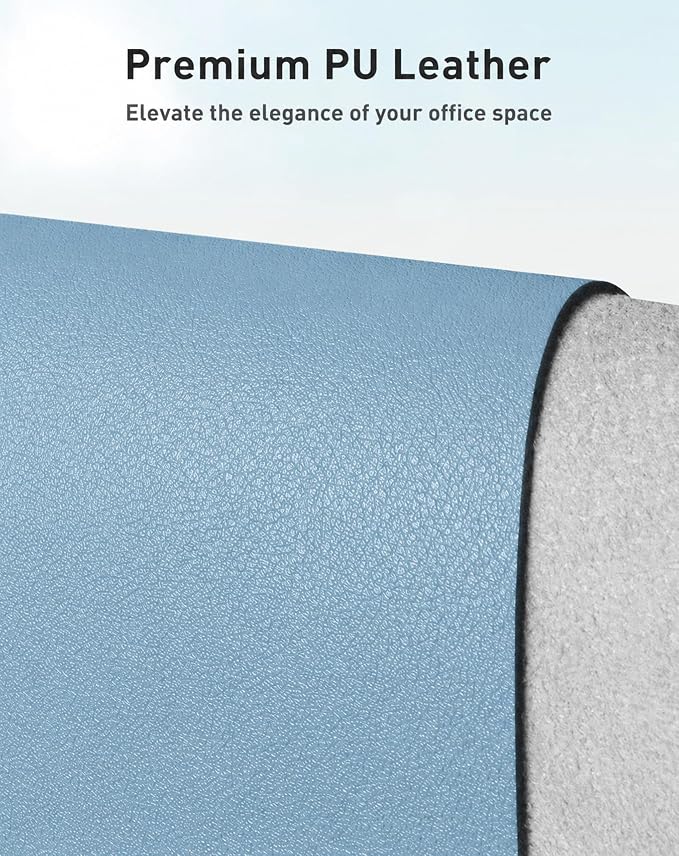 Aothia Faux Leather Desk Mat for Keyboard & Mouse (Sky Blue, 42" x 17") | Large desk mat for keyboard, mouse and laptop, creating a clean, organized workspace for work, study and everyday use