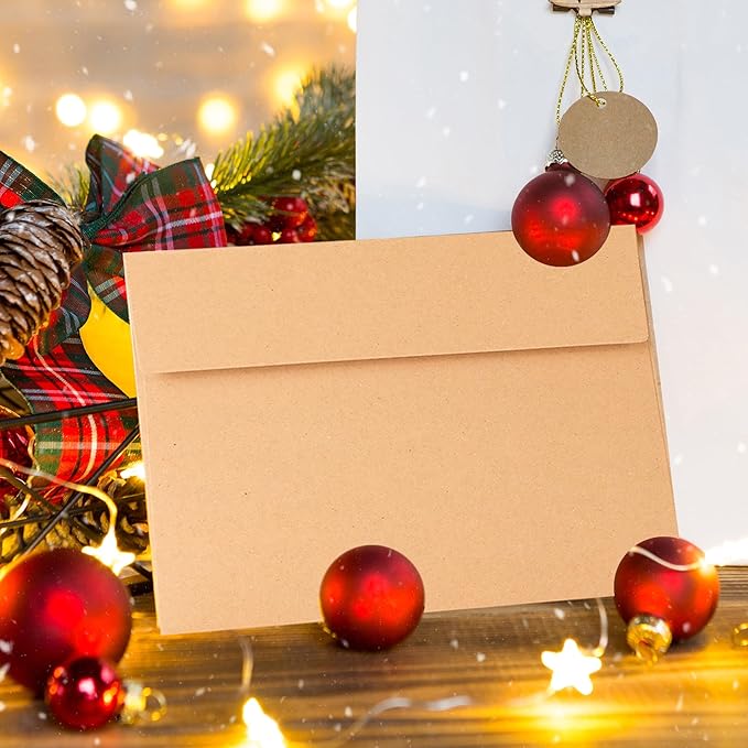 Kraft Kraft Paper Envelopes, 50 Pack, 5 x 7 Inch, Brown, A7, Card, Personalize Gift, Wedding, Birthday, Invitations, Postcard