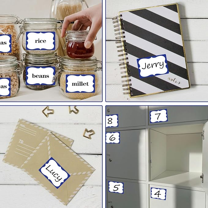 Plain Name Tags Sticker White with Blue Border 3" x 2" Sticky Name Stickers,Nametags 200 Pcs Adhesive Name Tag Labels, Stickers for Clothes,School,Office,Home,Classroom (Pack of 3)