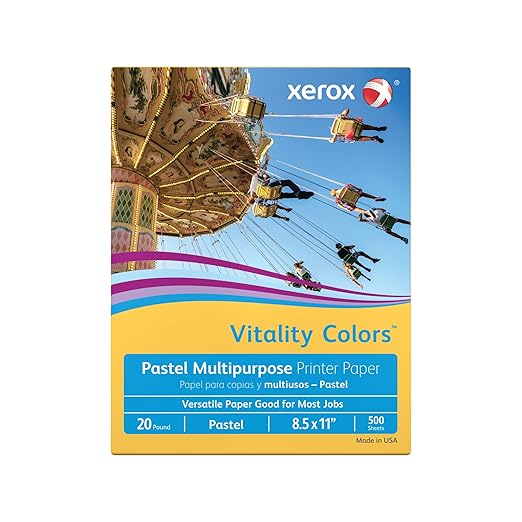 Xerox Multipurpose Pastel Colored Paper, 20-lb, Letter, Gold, 500 Sheets/Ream