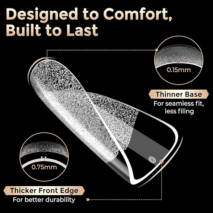 Square Nail Tips: 504pcs Soft Gel Extra Short Press on Nails, 12 Sizes XS Full Cover Clear XXS Extra Small Square Gel Nail Tips for Nail Extension DIY Home