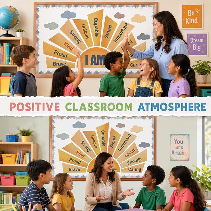 party greeting Moving Mountains Bulletin Board Set Motivational Classroom Decor I Am Sun Positive Affirmations Cutouts Bulletin Board Move Mountains Paper Cutout for Teachers School Office Supplies