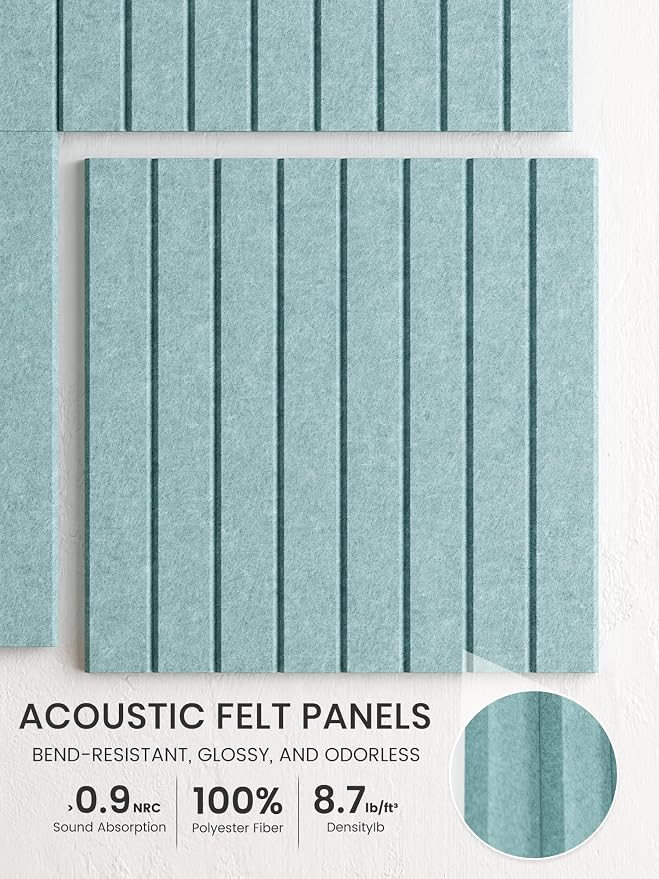 Bumusty 48"x 36" Large Felt Bulletin Board Tiles, Aqua Blue | 12-Pack Cork Board Alternative, Wall Decor, 30 Pushpins, 60 Adhesive Tabs, Vision Board, Office, Classroom, Home, Dorm