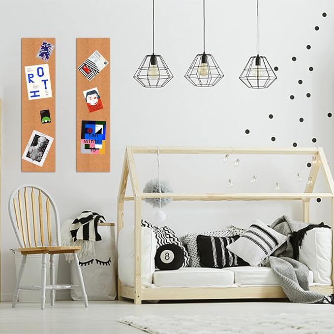 SUNGIFT 17 x 8 Inch Cork Bulletin Board 6 Pack, 1/2" Thick for Office/Home | Frameless Cork Tiles for School, Self-Adhesive Corkboards Wall Decor , 50 PCS Pushpins Included