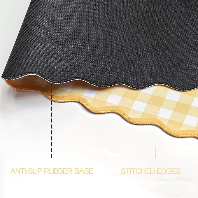 Scalloped‌ Checkered Gingham Desk Mat Cute Yellow Pastel Large Mouse Pad Kawaii Cottagecore ‌Vintage‌ Deskmat Girly Keyboard Computer Mat Aesthetic Desk Pad Office Decor for Women