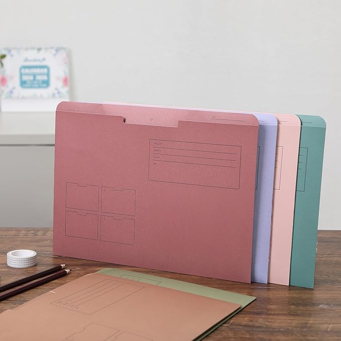 Mr. Pen- Paper Pocket File Folder, 6 Pack, Assorted Colors, Letter Size, File Jacket Flat Folder, for School, Office, Buisness Home