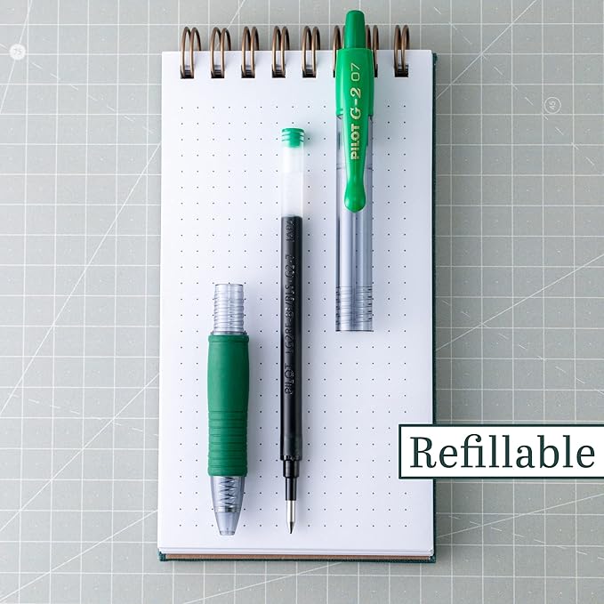 PILOT G2 Premium Refillable and Retractable Rolling Ball Gel Pens, Fine Point, Green Ink, 12-Pack (31025)