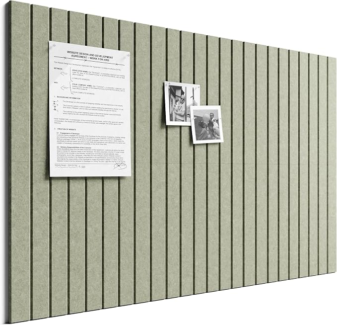 Bumusty 36"x 24" Large Felt Bulletin Board Tiles,Sage | 6-Pack Cork Board Alternative, Wall Decor, 30 Pushpins, 30 Adhesive Tabs, Vision Board, Office, Classroom, Home, Dorm
