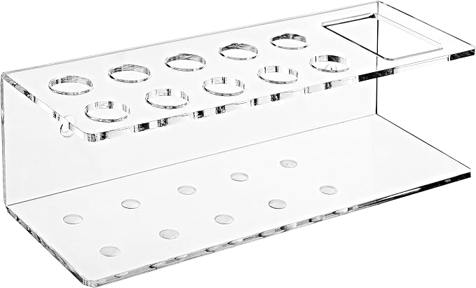 MyGift Acrylic Dry Erase Marker Holder, 10 Slot Whiteboard Organizer | Ten compartments organize markers, erasers, and board tools with a clear design for classrooms, offices, and workspaces