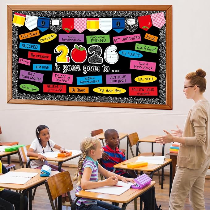 This is Your Year Bulletin Board Set Motivational Classroom Decorations Composition Notebook Paper Cutout Colorful Inspirational Affirmation Bulletin Board Border for Back to School Wall Door Decor
