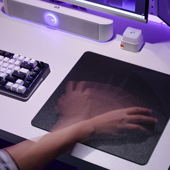 Redragon PG1M Glass Mouse Pad - Ultra-Smooth Precision Surface with Non-Slip Base, Easy to Clean, Hard Mousepad for Gaming - 13 x 13 x 0.15 inches, Black