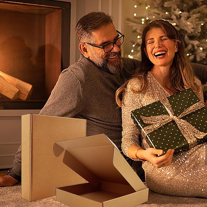 10 x 10 x 2 inch Shipping Boxes Set of 20， Brown Corrugated Cardboard Box Mailer Boxes for Packaging Small Business Shipping，Mailing Boxes Bulk for Birthday Wedding Party Book Literature Gift Giving
