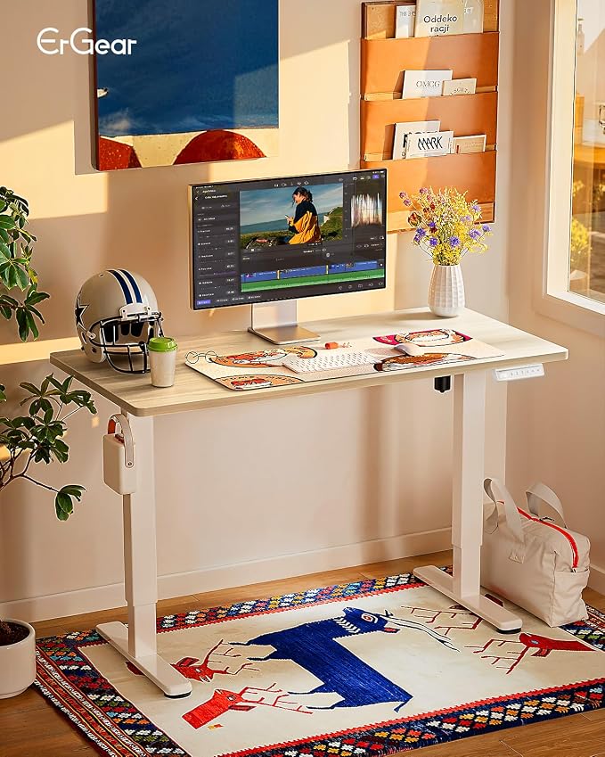 ErGear Height Adjustable Electric Standing Desk, 40 x 24 Inches Sit Stand up Desk, Memory Computer Home Office Desk, Natural