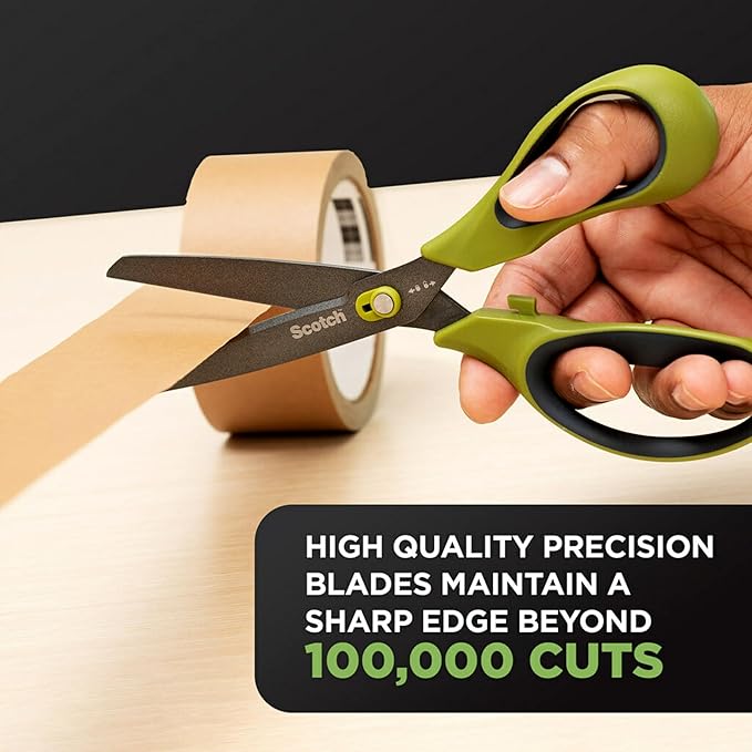 Scotch Non-Stick Unboxing Scissors, Dual-Function Scissors and Boxcutter, 8-inch