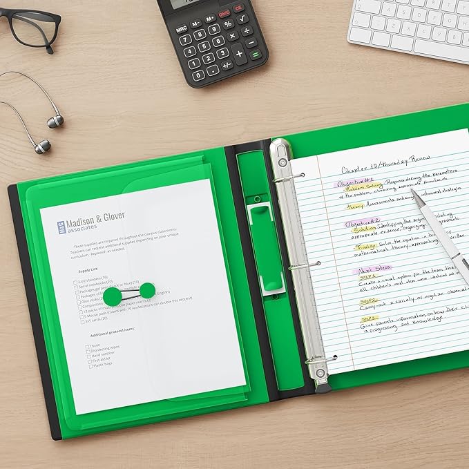 Staples Better View 1-Inch D-Ring Binder, Green – Durable 3-Ring Binder with Clear Overlay for School & Office