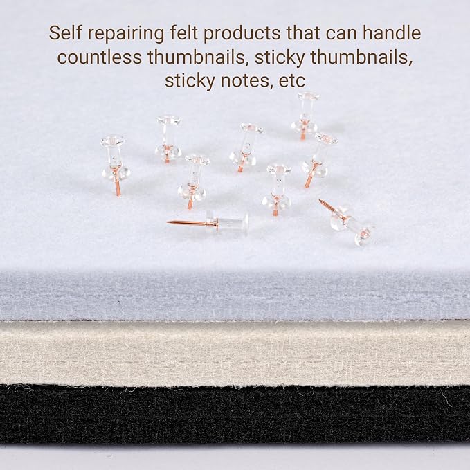 AKTOP Foldable Felt Bulletin Board 24x16 inches, White | Cork Board Alternative with 25 Pushpins, Decorative Photo Display Board with Self-Adhesive Tape, For Home, Office & School