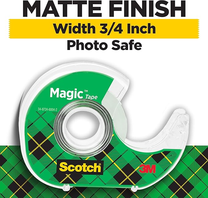 Scotch Magic Tape, Invisible, Home Office Supplies and Back to School Supplies for College and Classrooms, 6 Tape Rolls with Dispensers