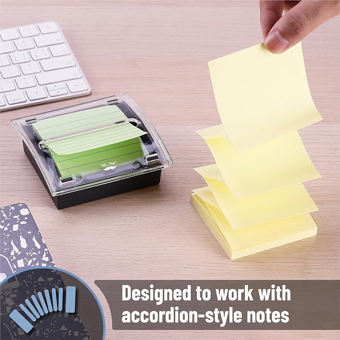 Mr. Pen- Pop Up Note Dispenser, 3" x 3", 4 Pack, Black Base, Clear Top | Sticky Note Dispenser, Sticky Note Holder for Desk