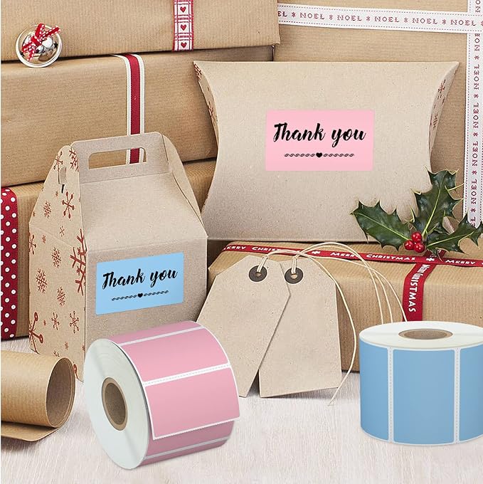Misofuki 2.25" x 1.25" Blue Direct Thermal Barcode Labels 1000 Pcs for Zebra ZD410 ZD411 LP2824, 2-1/4x1-1/4 1 Roll Waterproof Strong Adhesive Perforated Return Address Labels Used with Rollo MUNBYN