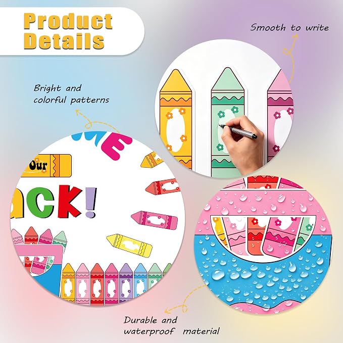 Welcome Back to School Bulletin Board Set Colorful Crayon Theme Classroom Decorations Welcome to Our Pack Bulletin Board Crayons Name Tags Cutout for School Office Chalkboard Wall Decor