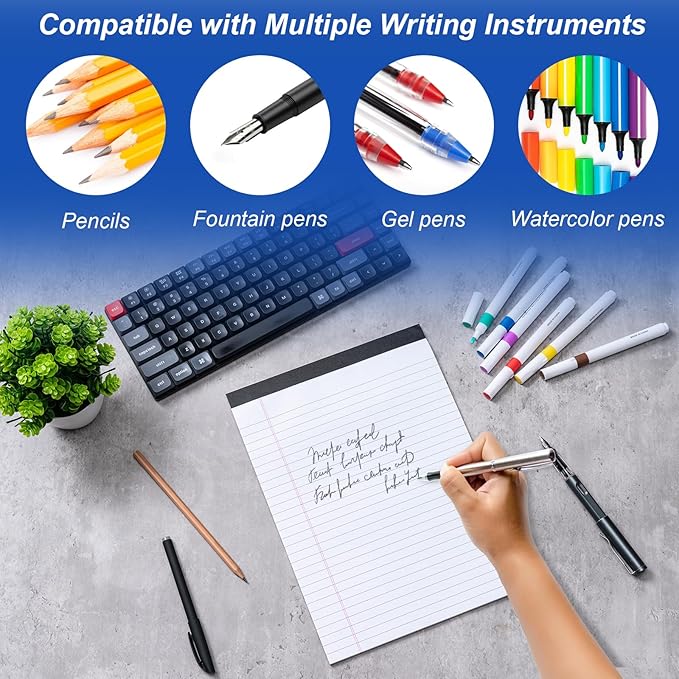 3 Pack Legal Pads 8.5 x 11, Notepads 8.5 x 11 Inch, 30 Sheets/Pack,White Note Pads Clear Print Writing Pads,Wide Ruled Legal Notepads,Lined Paper Pads,Sturdy Back for School,Home,Office,Business