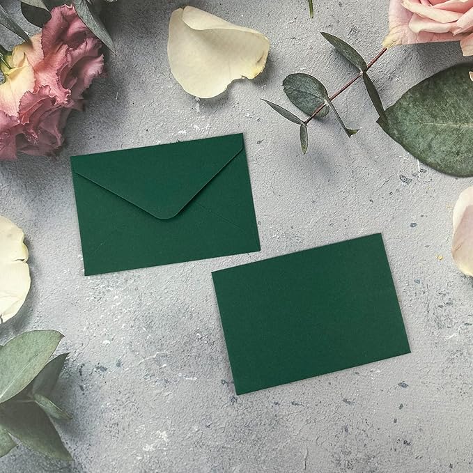 150 Packs of Gift Card Envelopes, Mini Envelopes, Gift Card Holder, Business Card Envelopes (4"x2.75") (dark green)
