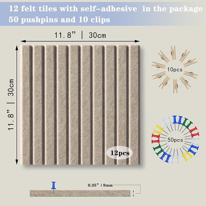 YOUDEFUL 47" x 35" Large Felt Bulletin Board, Camel Brown | 12 Pcs Self-Adhesive Cork Board Alternative, Pin Boards for Wall Decor, Home, Office, Classroom,Dorm