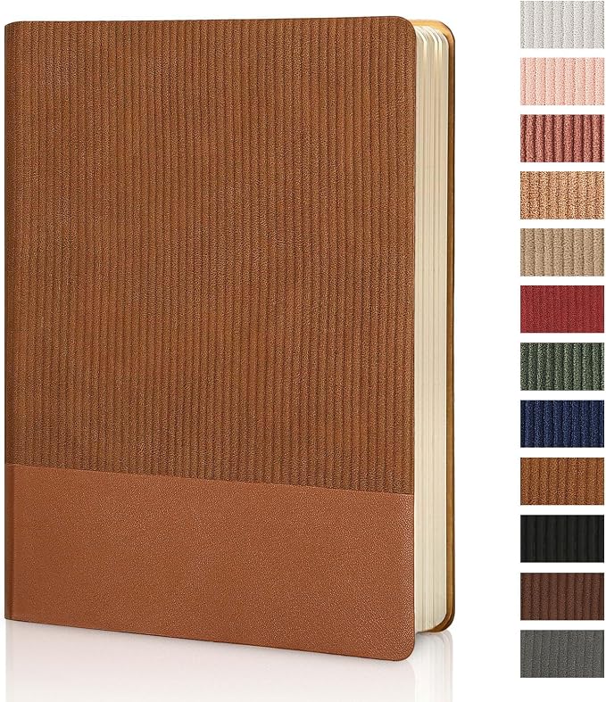 Lined Journal Notebook for Work College Ruled Note Book 5.79"x8.27" A5 PU Leather Daily Journaling 216 Pages for Women Men Writing Home School Supplies Business (Brown)
