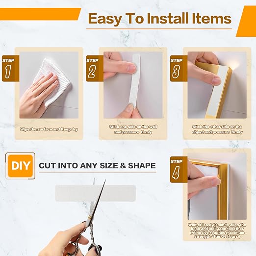 1x2 Inch Hook and Loop Strips, 20 Sets Nylon Self Adhesive Tape, Double Sided Strong Back Adhesive Tape and Dots for Office, Home and Crafting, Heavy Duty, White