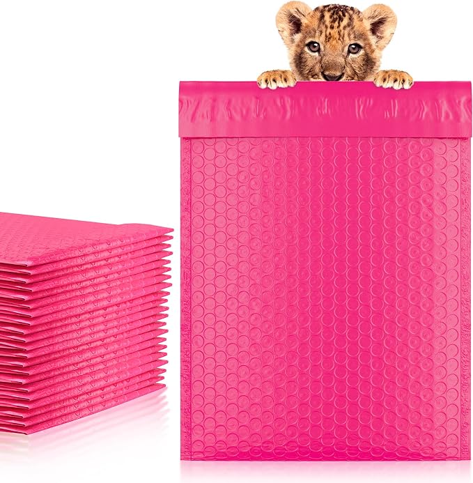 Poly Bubble Mailers, 6.5 x 9 Inch Pink Padded Mailers, Self Seal Shipping Envelopes, Lightweight Poly Mailer Bags, Waterproof Mailing Bags, Pack of 350