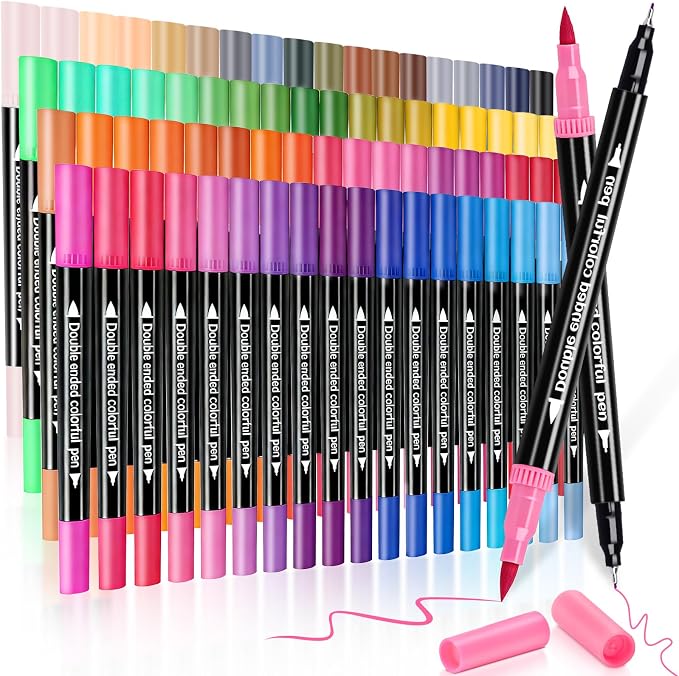 72 Colors Dual Markers Brush Pens, Art Markers Colored Pens for Adult Coloring Books, Brush and Fine Point Dual Tip Artist Colored Marker Set