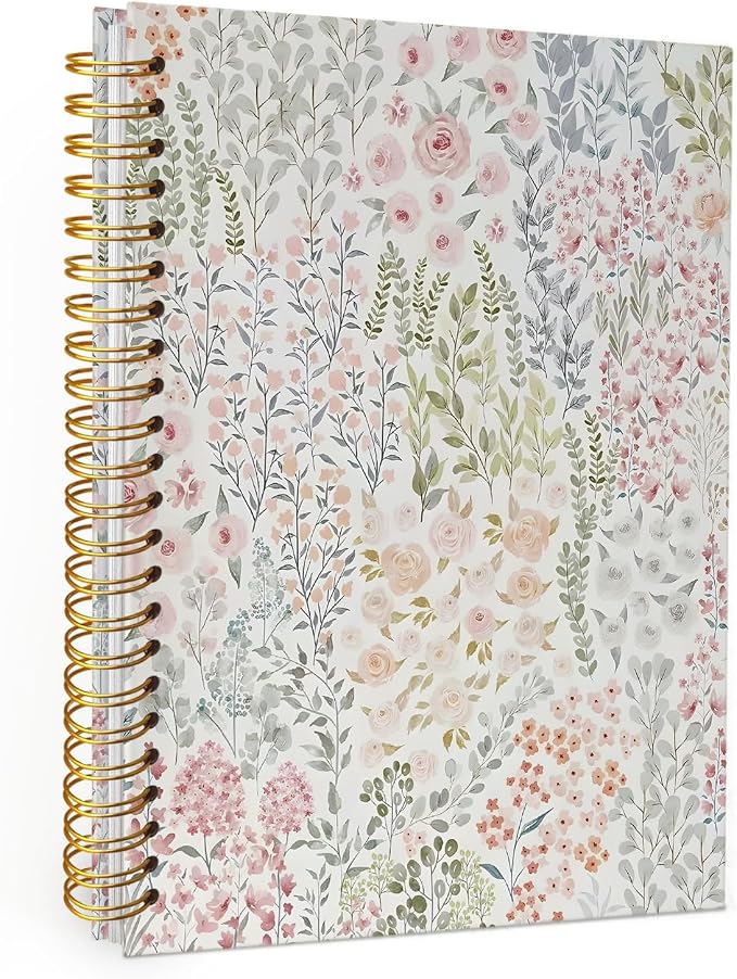 Cute Notebook, Aesthetic Spiral Notebook Journal for Women | Floral Pastel Pretty Hardcover Spiral Notebook for School, Pink Journal for Teen Girls Nurses Teacher 5.5x8.3