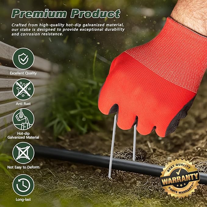 8 Inch 100 Pack Galvanized Landscape Staples 11 Gauge Anti-Rust Garden Stakes Landscaping Fabric SOD Pins Yard Stakes for Weed Barrier Fabric