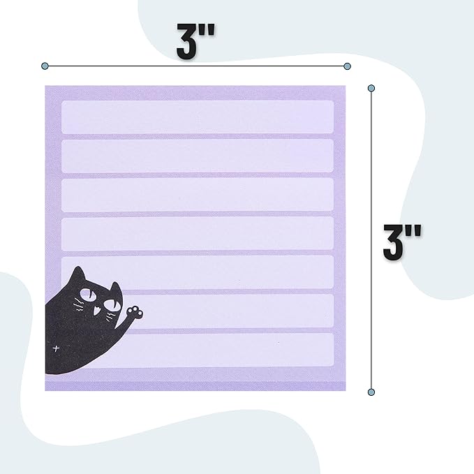 Mr. Pen- Sticky Notes, 3" x 3", 6 Pads, 480 Sheets, Black Cat Sticky Notes, Cat Notepad, Sticky Note Set